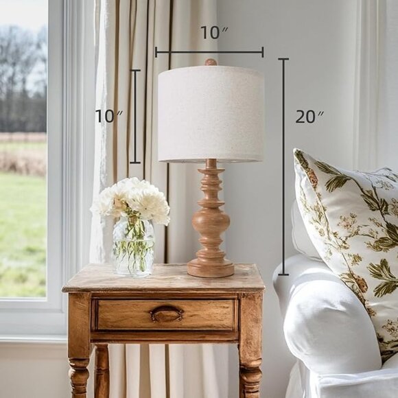 Set of 2- Vintage Resin Table Lamps for Nightstands with Linen Shades 20" High - Picture 3 of 5